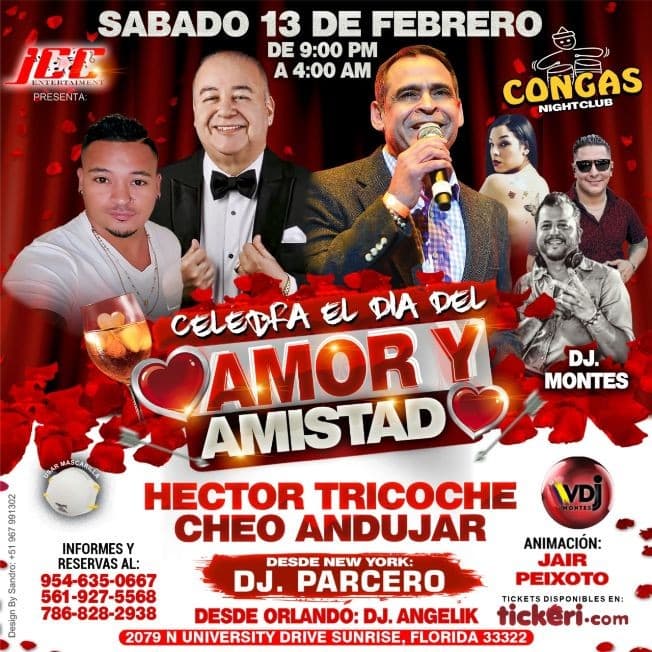 Event - Celebra el Dia del Amor y la Amistad con Cheo Andujar y Hector Tricoche en Vivo! - Sunrise, Florida - February 13, 2021 | concert tickets