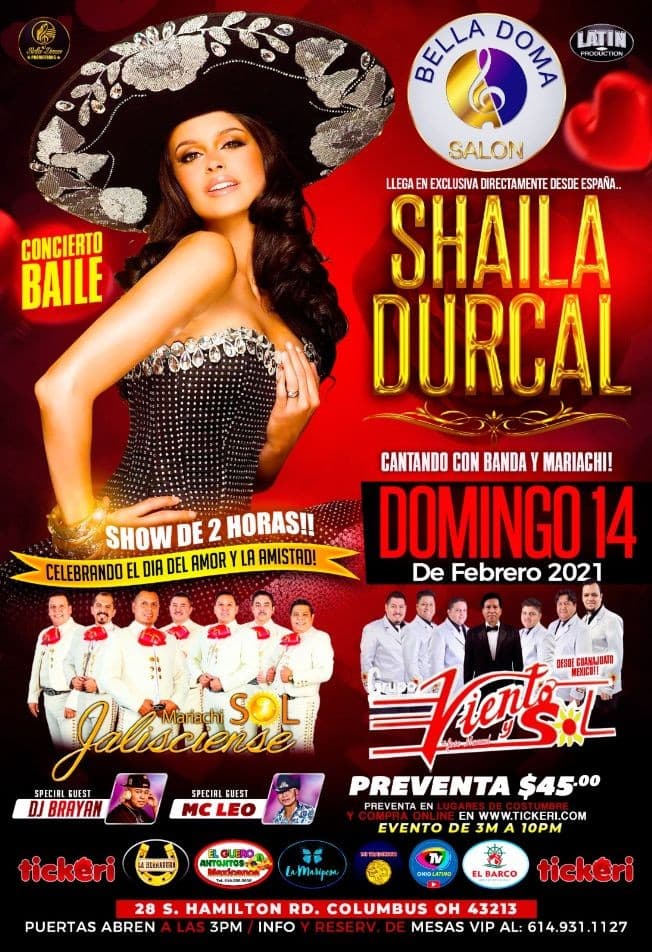 Event - SHAILA DÚRCAL CONCIERTO BAILE - Columbus, Ohio - 14 de febrero de 2021 | concert tickets