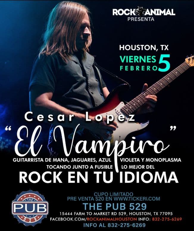 Event - Rock en tu Idioma Con "El Vampiro" - Houston, Texas - February 5, 2021 | concert tickets