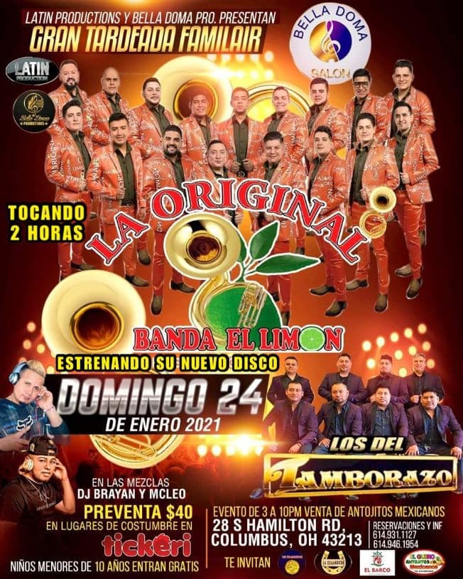 Event - LA ORIGINAL BANDA EL LIMÓN BELLA DOMA SALÓN - Columbus, Ohio - January 24, 2021 | concert tickets