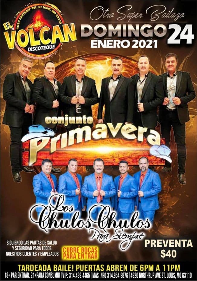 Event - Conjunto Primavera y Los Chulos Chulos en St. Louis MO - St. Louis, Missouri - January 24, 2021 | concert tickets