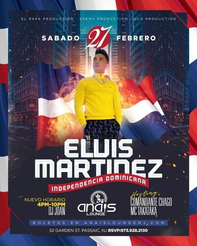 Event - Celebrando la Independencia Dominicana: Elvis Martinez en Concierto! - Passaic, New Jersey - February 27, 2021 | concert tickets