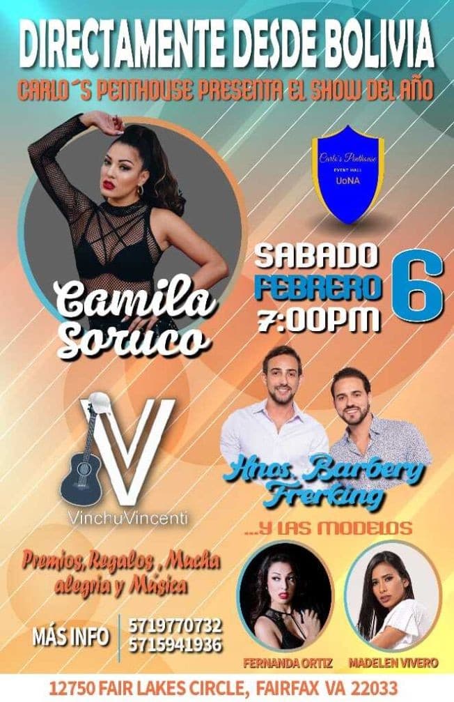 Event - Directamente desde Bolivia: Camila Soruco, Hermanos Barbery Frerking, Fernanda Ortiz y Madelen Vivero! - Fairfax, Virginia - February 6, 2021 | concert tickets