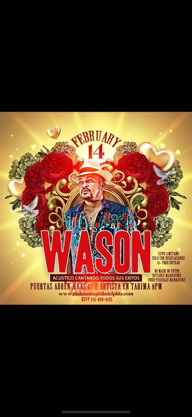 Event - Wason Brazoban Acustico en Vivo! - Philadelphia, Pennsylvania - February 14, 2021 | concert tickets