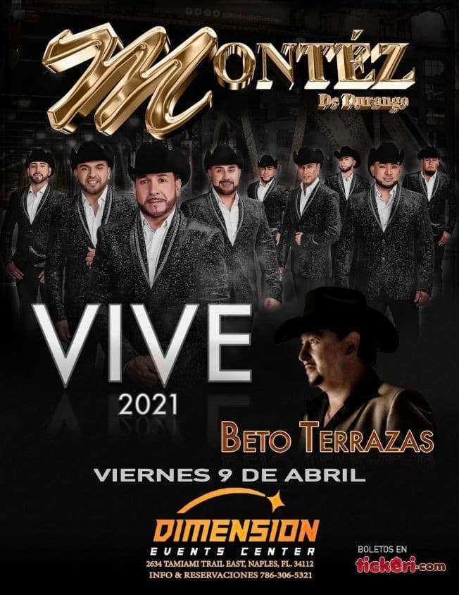 Event - Vive 2021 con Montez de Durango y Beto Terrazas en Vivo! - Naples, Florida - April 9, 2021 | concert tickets
