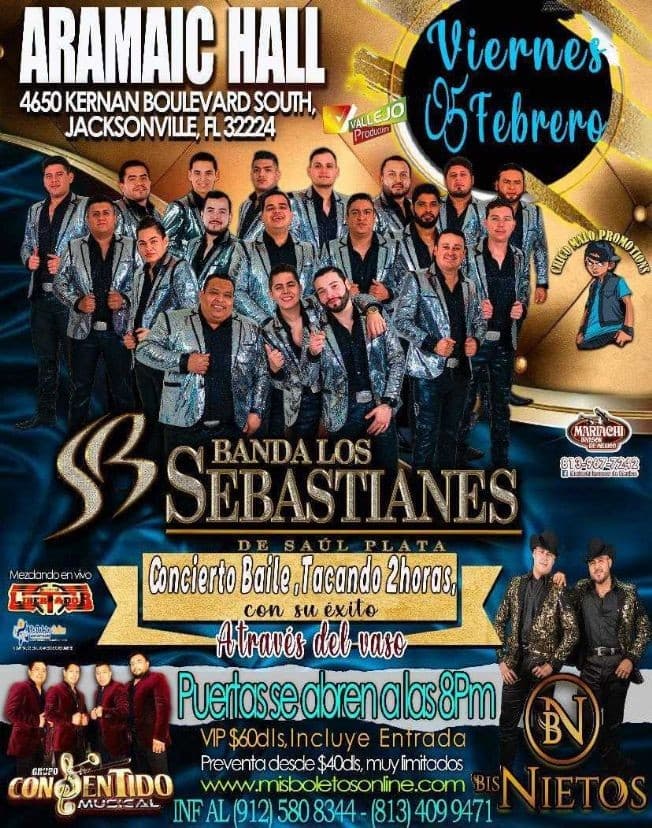 Event - Banda Los Sebastianes de Saul Plata, Grupo Consentido Musical y BN Bis Nietos en Vivo! - Jacksonville, Florida - February 5, 2021 | concert tickets