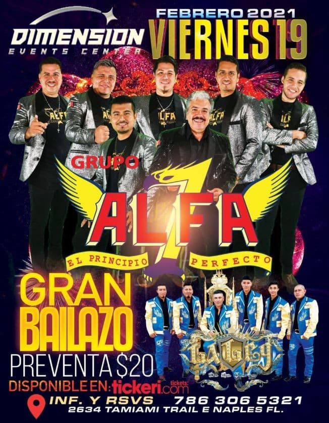 Event - Grupo Alfa 7 en Naples FL - Naples, Florida - February 19, 2021 | concert tickets