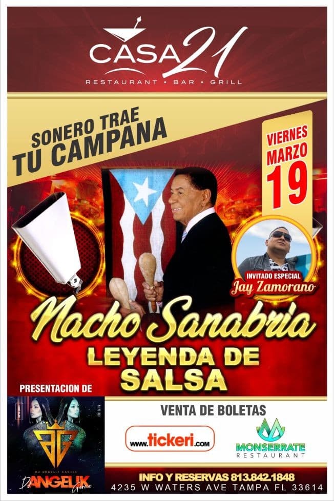 Event - La Leyenda de la Salsa "Nacho Sanabria" en Concierto - Tampa, Florida - March 19, 2021 | concert tickets
