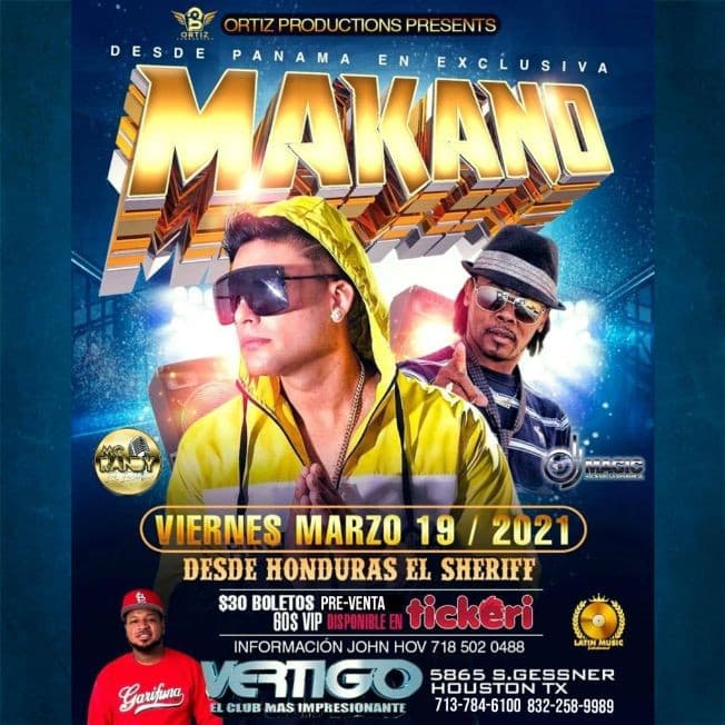 Event - Desde Panama y Honduras llegan Makano y El Sheriff en Vivo! - Houston, Texas - March 19, 2021 | concert tickets