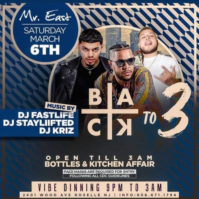 Event - Back To 3 Saturdays At Mister East - Roselle, New Jersey - March 6, 2021 | concert tickets