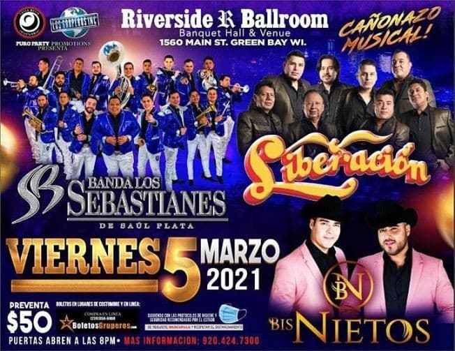 Event - Banda Los Sebastianes de Saul Plata, Grupo Liberacion y Los Bisnietos en Vivo! - Green Bay, Wisconsin - March 5, 2021 | concert tickets