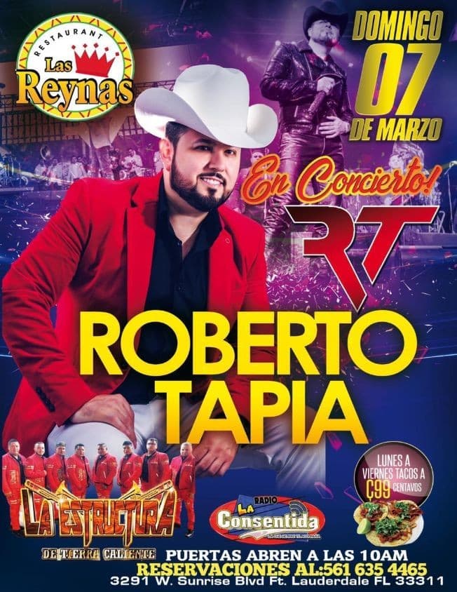 Event - Roberto Tapia y La Estructura de Tierra Caliente en Concierto! - Fort Lauderdale, Florida - March 7, 2021 | concert tickets