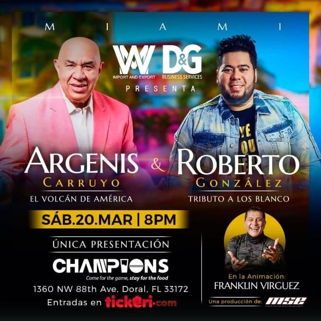 Event - Argenis Carruyo y Roberto Gonzalez Miami - Doral, Florida - March 20, 2021 | concert tickets