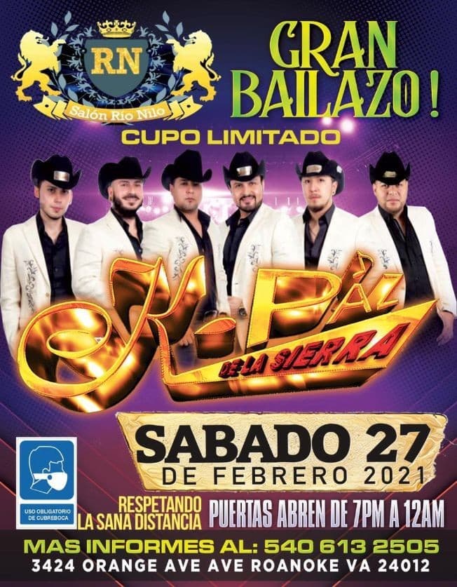 Event - Gran Bailazo con K-Paz de la Sierra en Vivo! - Roanoke, Virginia - February 27, 2021 | concert tickets