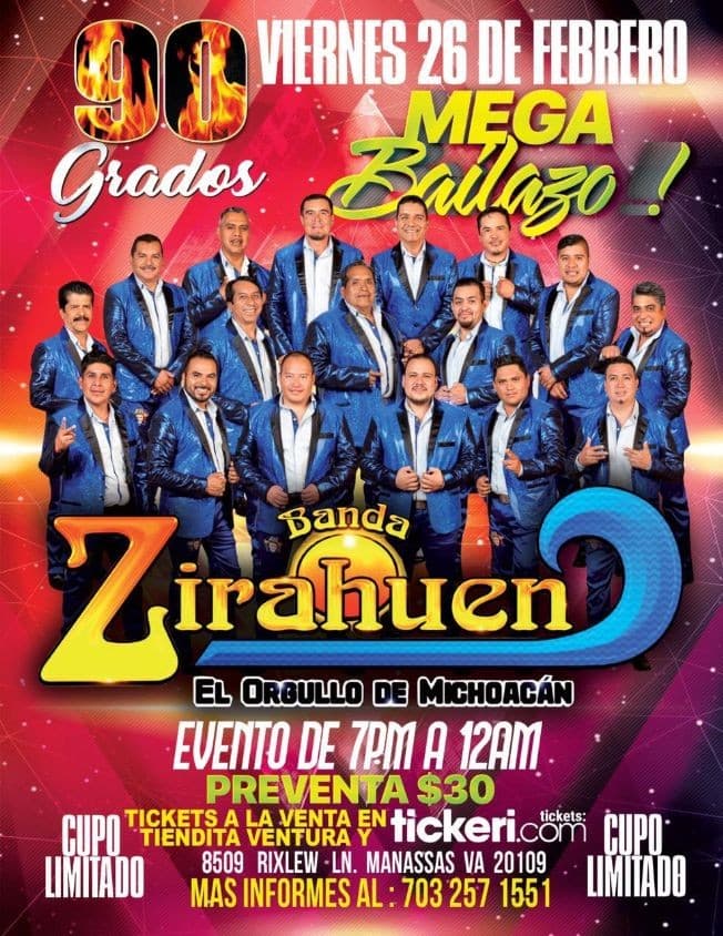 Event - Mega Bailazo con Banda Zirahuen en Vivo! - Manassas, Virginia - 26 de febrero de 2021 | concert tickets