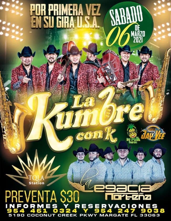 Event - La Kumbre con K y Legacia Norteña en Vivo! - Margate, Florida - March 6, 2021 | concert tickets