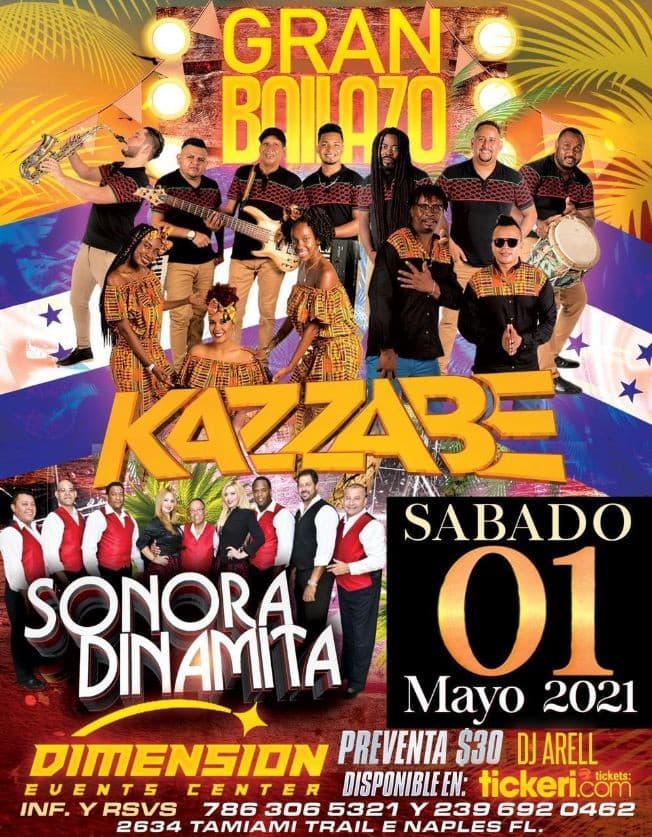 Event - Gran Bailazo con Kazzabe y Sonora Dinamita en Vivo! - Naples, Florida - May 1, 2021 | concert tickets