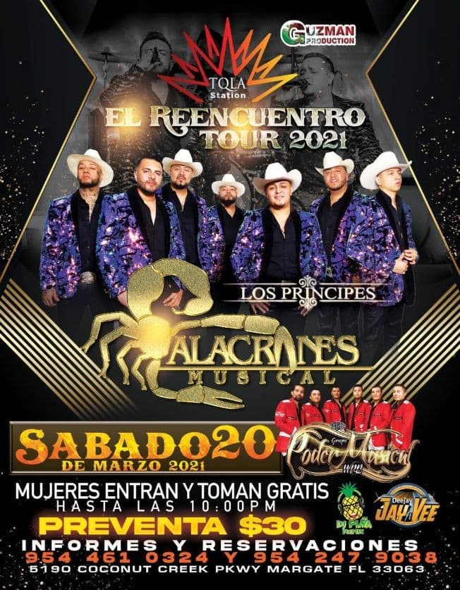 Event - El Reencuentro Tour 2021 con Alacranes Musical y Grupo Poder Musical en Vivo - Margate, Florida - March 20, 2021 | concert tickets