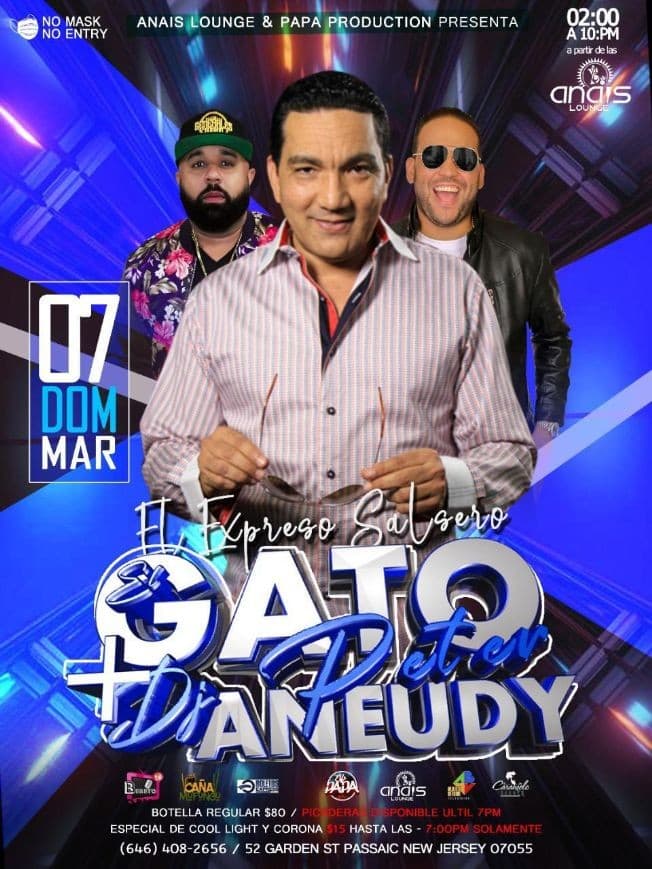 Event - El Expreso Salsero El Gato Peter y DJ Aneudy en Vivo! - Passaic, New Jersey - 7 de marzo de 2021 | concert tickets