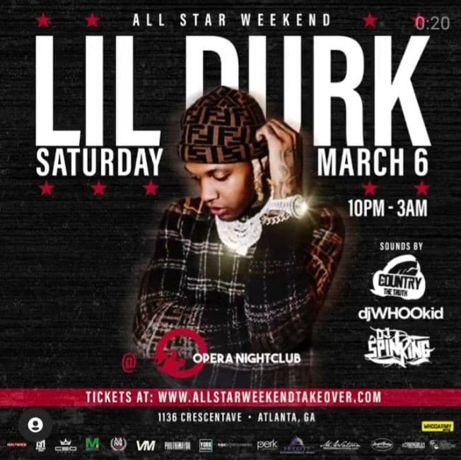 Event - All Star Weekend Lil Durk Live At Opera Nightclub - Atlanta, Georgia - 6 de marzo de 2021 | concert tickets