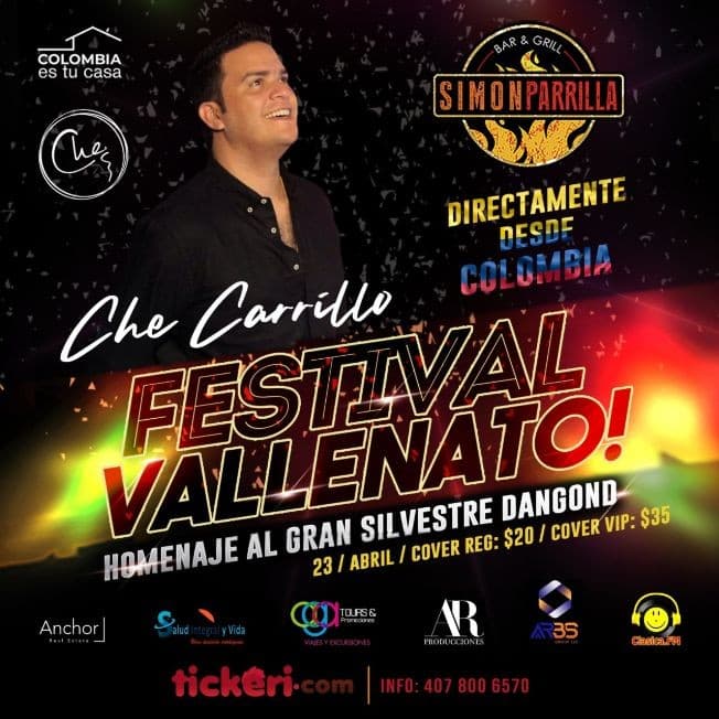 Event - CHE CARRILLO HOMENAJE A SILVESTRE DANGOND - ORLANDO - Orlando, Florida - April 23, 2021 | concert tickets