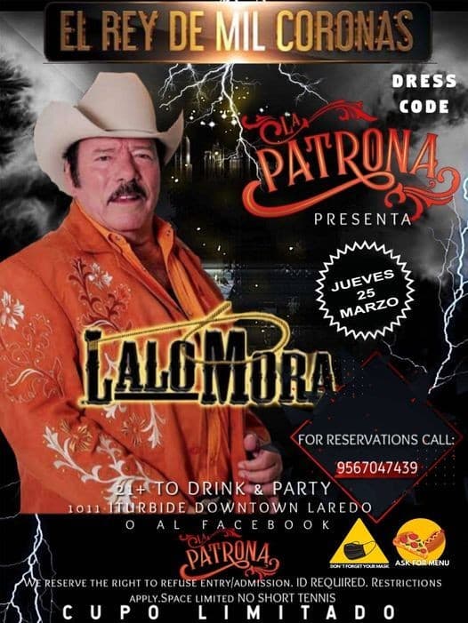 Event - Lalo Mora En Concierto - Laredo, Texas - March 25, 2021 | concert tickets