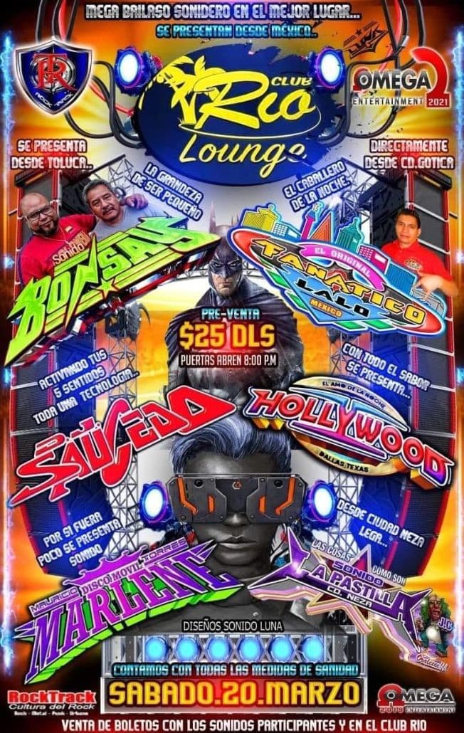 Event - Bonsay, Fanatico Lalo, DJ Saucedo, Hollywood, Marlene y Sonido La Pastilla en Vivo! - Dallas, Texas - March 20, 2021 | concert tickets