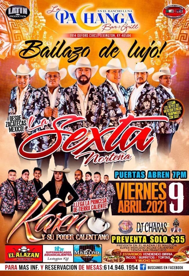 Event - Noche Huapanguera con La Sexta Nortena y Karen y su poder calentano - Lexington, Kentucky - April 9, 2021 | concert tickets