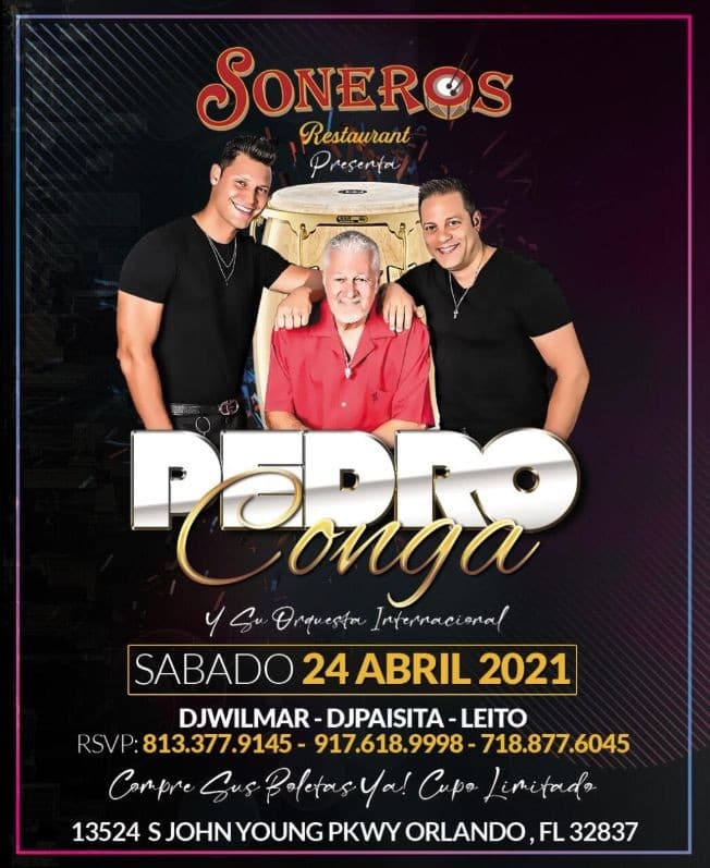 Event - PEDRO CONGA en Orlando FL - orlando, Florida - April 24, 2021 | concert tickets