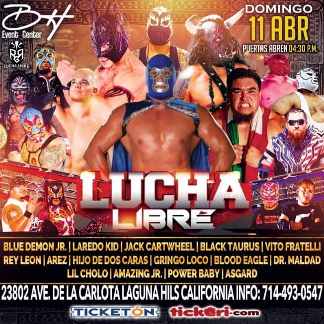 Event - Lucha Libre! Blue Demon Jr, Laredo Kid, Jack Cartwheel, Black Taurus, Vito Fratelly y muchos mas! - Laguna Hills, California - April 11, 2021 | concert tickets