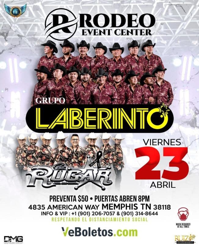 Event - Grupo Laberinto y Los Rugar Hermanos Ruiz Garcia en Vivo! - Memphis, Tennessee - April 23, 2021 | concert tickets