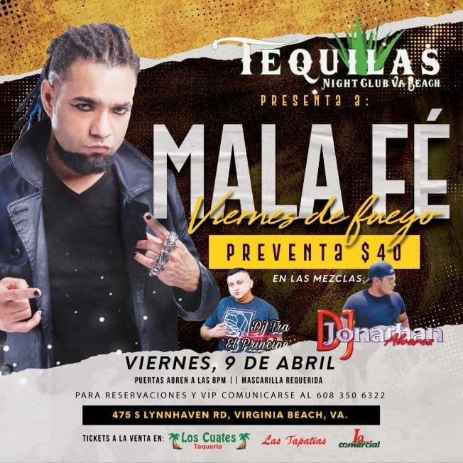 Event - Mala Fe en Concierto! Viernes de Fuego - Virginia Beach, Virginia - April 9, 2021 | concert tickets