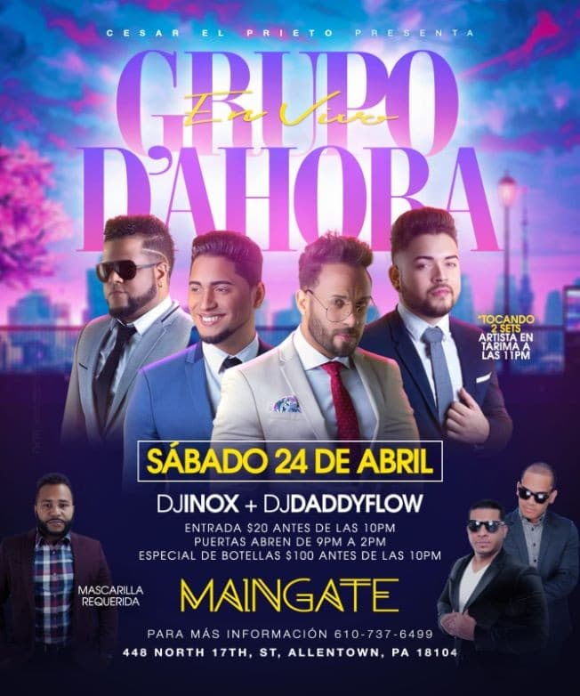 Event - EL GRUPO DE AHORA - Allentown, Pennsylvania - April 24, 2021 | concert tickets