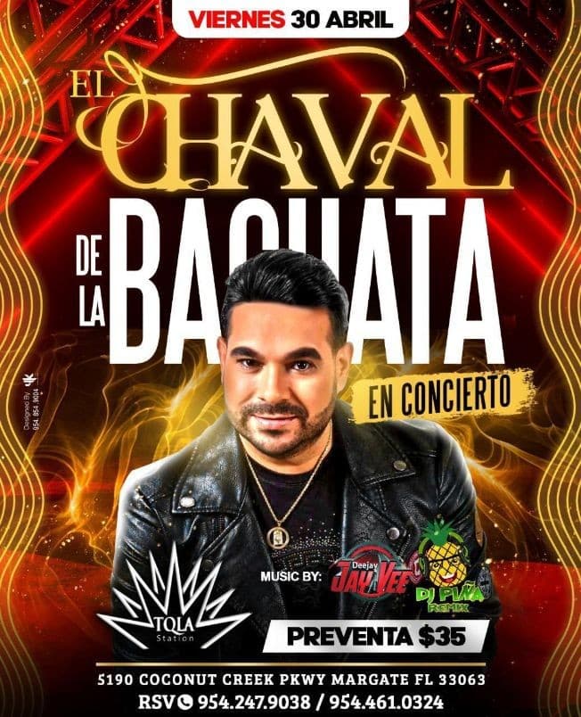 Event - El Chaval de la Bachata en Concierto! - Margate, Florida - April 30, 2021 | concert tickets
