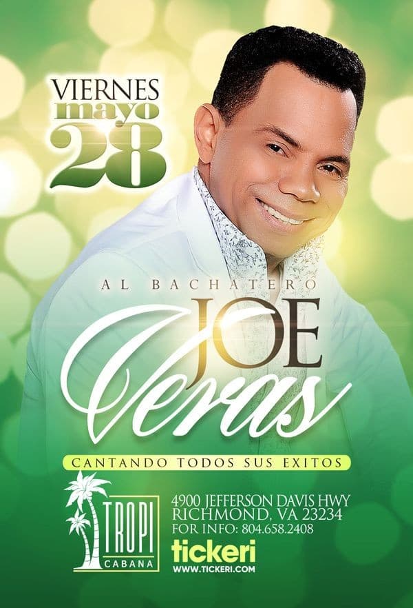 Event - Joe Veras en Concierto en Tropi Cabana! - Richmond, Virginia - May 28, 2021 | concert tickets