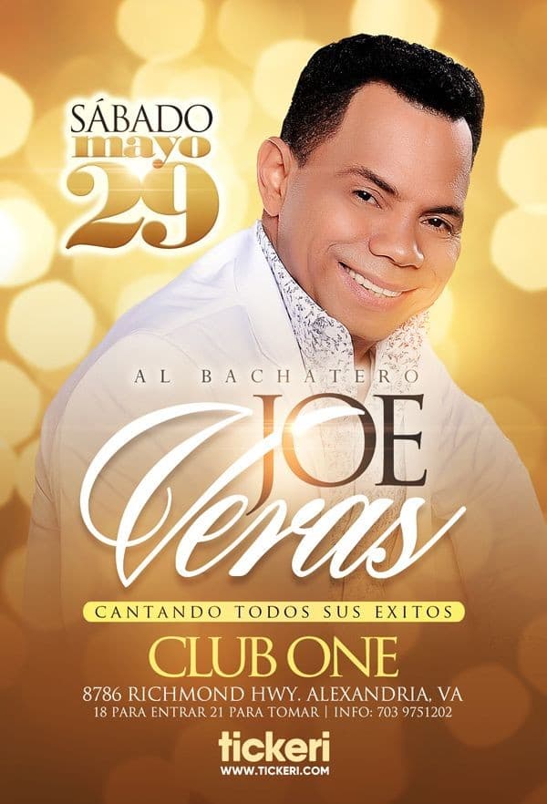 Event - Joe Veras en Concierto en Club One! - Alexandria, Virginia - May 29, 2021 | concert tickets