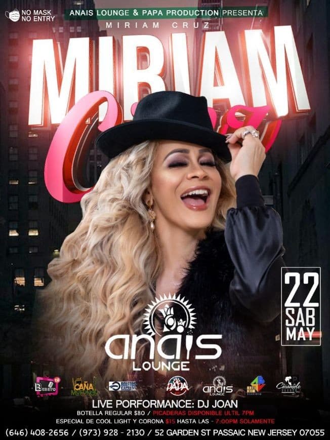 Event - Miriam Cruz en Concierto! - Passaic, New Jersey - May 22, 2021 | concert tickets