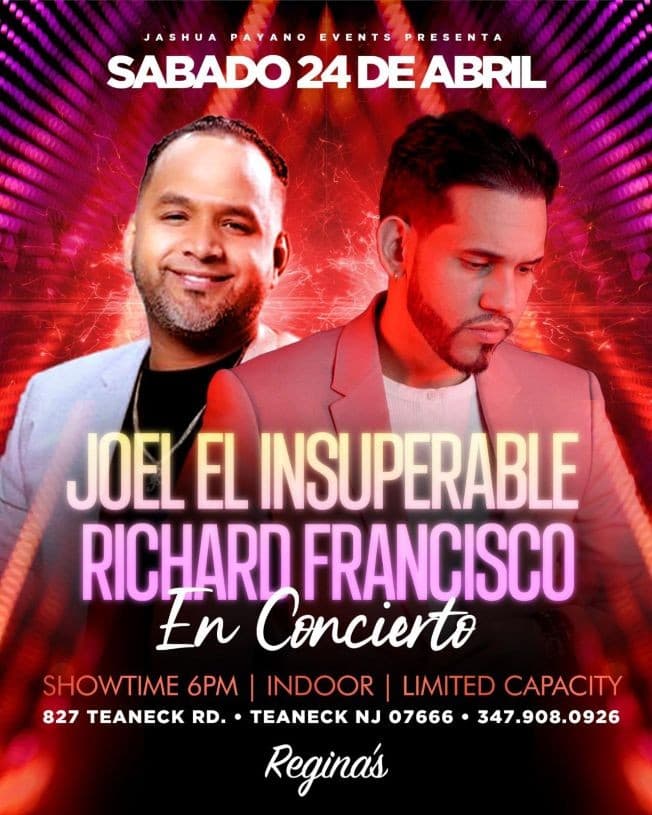 Event - RICHARD FRANCISCO & JOEL EL INSUPERABLE - TEANECK, New Jersey - April 24, 2021 | concert tickets