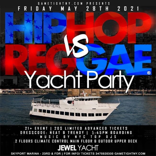 Event - MDW NYC Hip Hop vs Reggae® NYC Sunset Cruise Skyport Marina Jewel Yacht - New York, New York - 28 de mayo de 2021 | concert tickets
