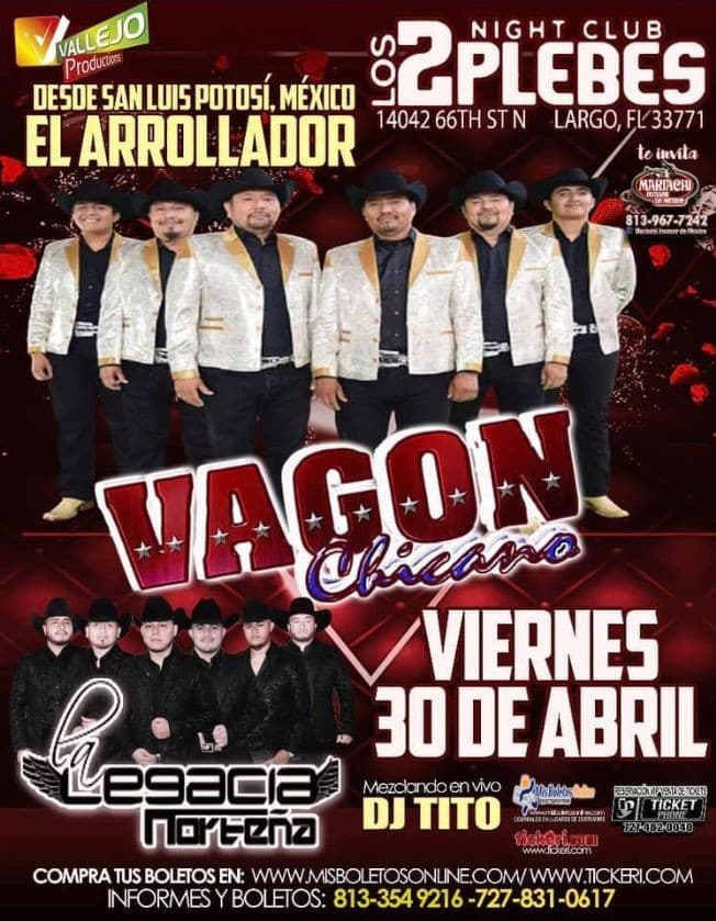 Event - Vagon Chicano y Legacia Norteña en Vivo! - Largo, Florida - April 30, 2021 | concert tickets