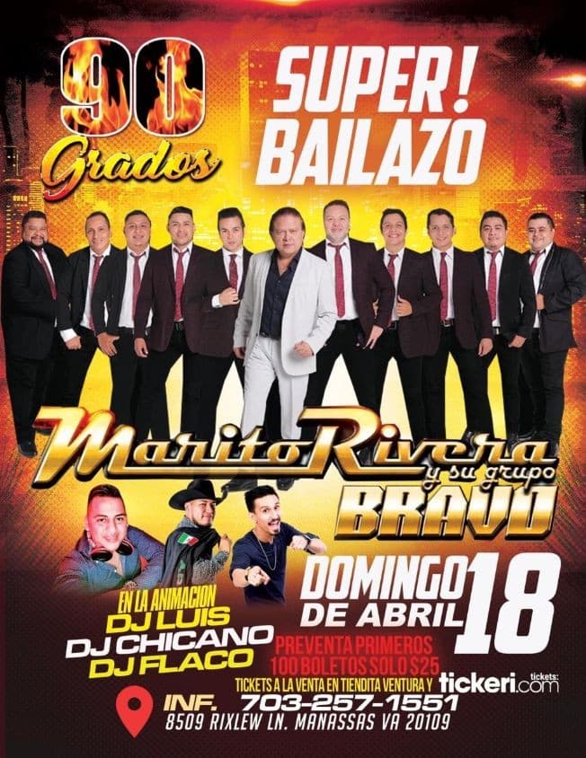 Event - Super Bailazo con Marito Rivera y su Grupo Bravo en Vivo! - Manassas, Virginia - April 18, 2021 | concert tickets