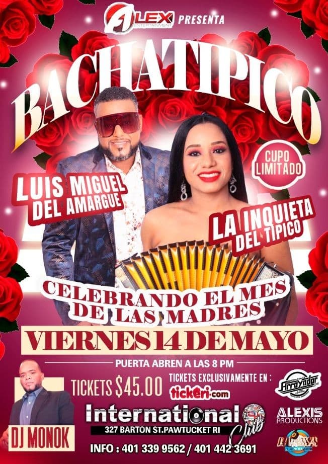 Event - Bachatipico con Luis Miguel del Amargue y La Inquieta del Tipico en Vivo! POSTPONED - Pawtucket, Rhode Island - May 14, 2021 | concert tickets
