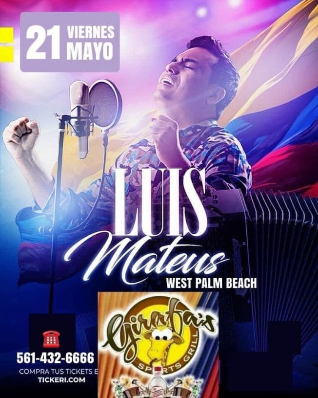 Event - LUIS MATEUS - VALLENATO Concierto en West Palm Beach - West Palm Beach, Florida - May 21, 2021 | concert tickets