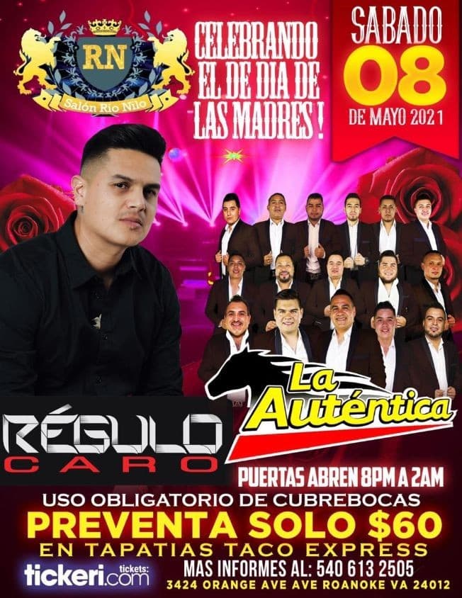 Event - Regulo Caro y La Autentica en Vivo! - Roanoke, Virginia - May 8, 2021 | concert tickets