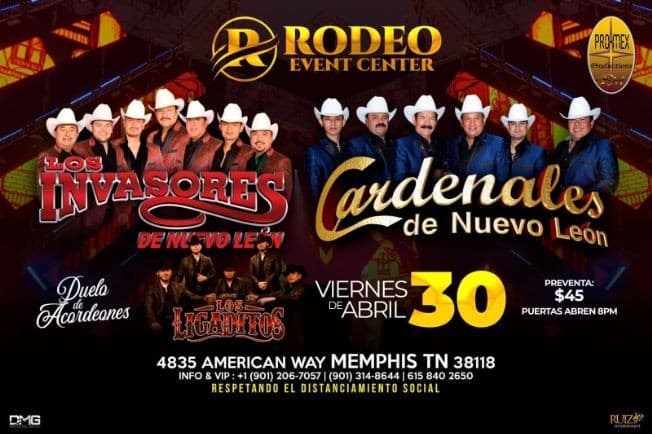 Event - Los Invasores de Nuevo Leon, Cardenales de Nuevo Leon y Los Ligaditos en Duelo de Acordeones! - Memphis, Tennessee - April 30, 2021 | concert tickets
