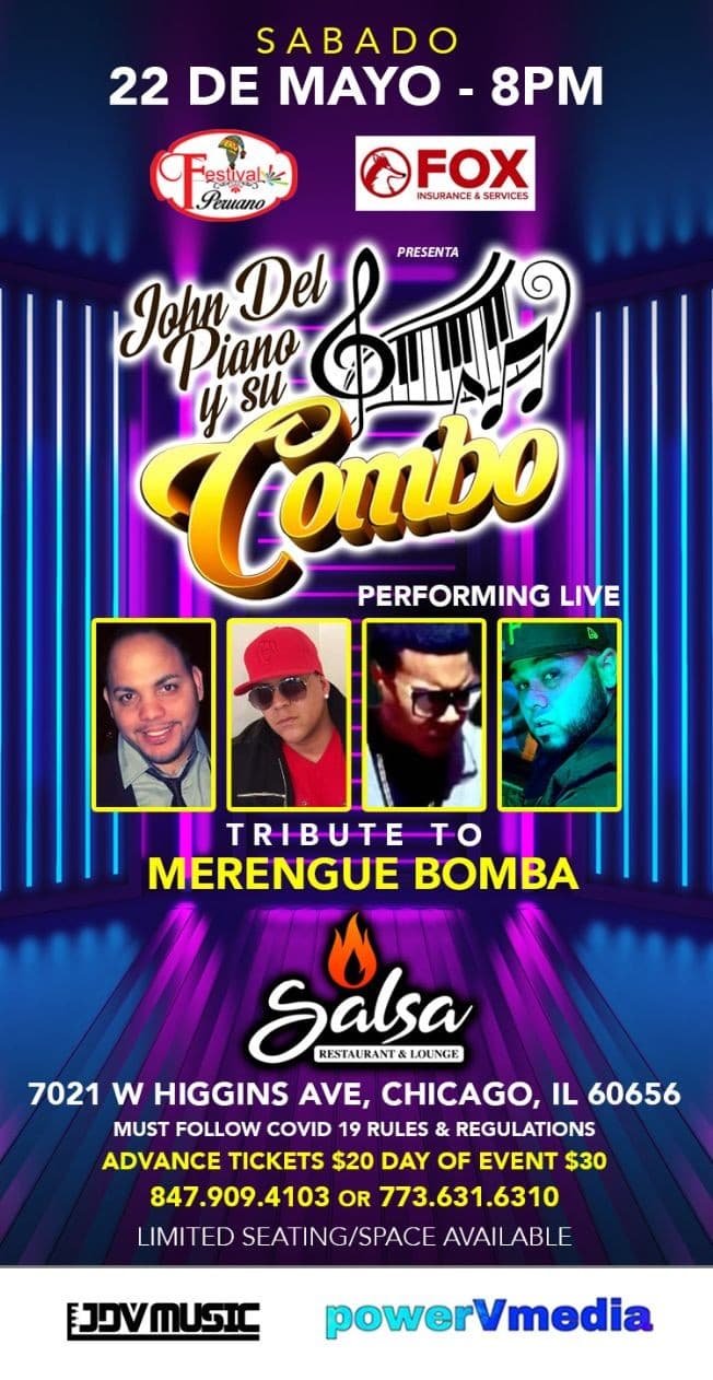 Event - Tributo al Merengue Bomba con John del Piano y su Combo en Vivo! - Chicago, Illinois - May 22, 2021 | concert tickets
