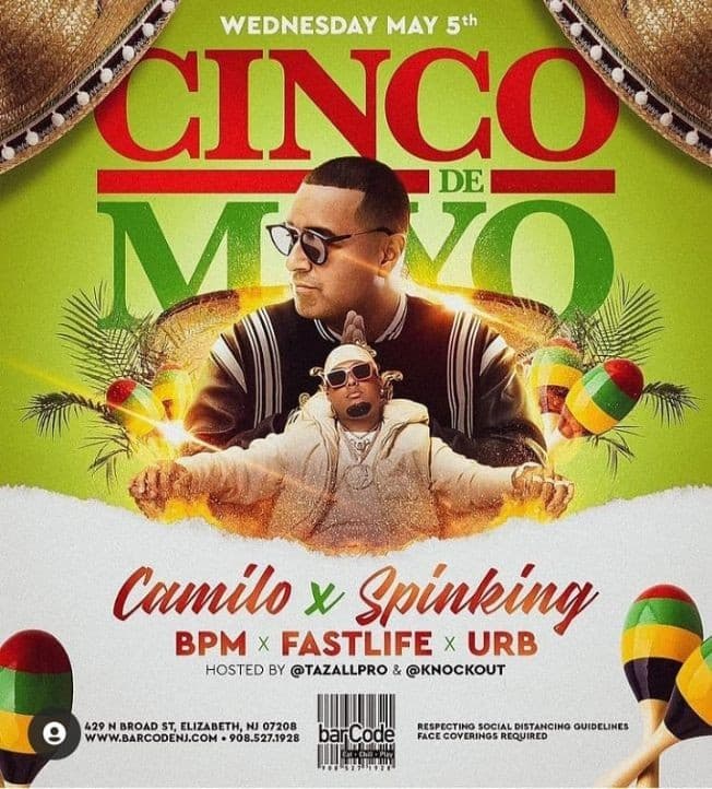 Event - Cinco De Mayo DJ Camilo Live At Barcode - Elizabeth, New Jersey - May 5, 2021 | concert tickets
