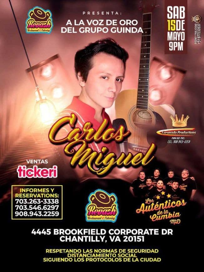Event - La Voz de Oro del Grupo Guinda: Carlos Miguel en Vivo! - Chantilly, Virginia - May 15, 2021 | concert tickets