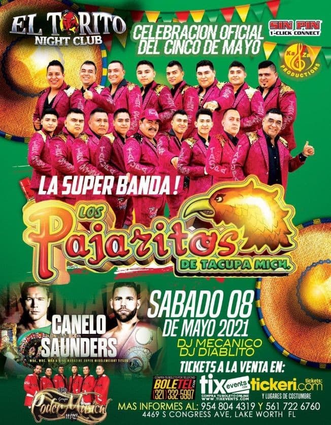 Event - Celebrando 5 de mayo llega la Super Banda: Los Pajaritos de Tacupa Michoacan en Vivo! - Lake Worth, Florida - May 8, 2021 | concert tickets