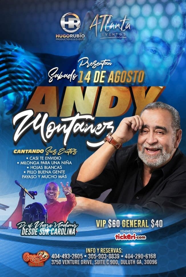 Event - Andy Montañez en Congas Bar & Grill CANCELED - Duluth, Georgia - August 14, 2021 | concert tickets